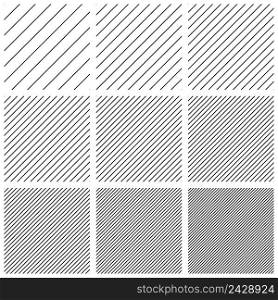 Set of square patterns with diagonal lines stripes, vector diagonal parallel lines wallpaper texture