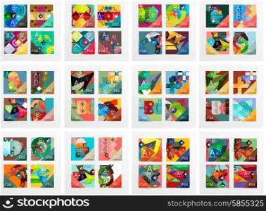 Set of square shaped banners or background layouts, web interface or app cover