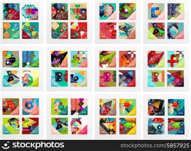 Set of square shaped banners or background layouts, web interface or app cover