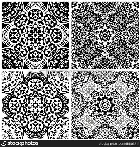 Set of squared backgrounds - ornamental seamless pattern. Design for bandanna, carpet, shawl, pillow or cushion