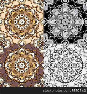 Set of squared backgrounds - ornamental seamless pattern. Design for bandanna, carpet, shawl, pillow or cushion.