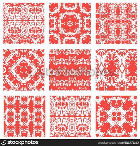 Set of squared backgrounds - ornamental seamless pattern. Design for bandanna, carpet, shawl, pillow or cushion. Ready to use as swatch.