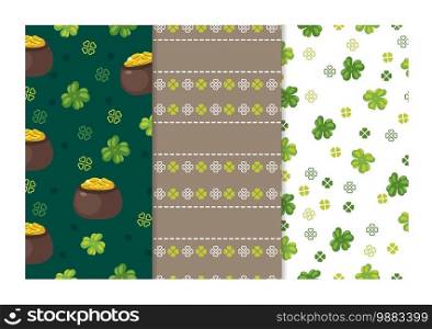 Set of St Patrick s Day pattern seamless vector. For cards, tags, textiles, wallpapers, gift wrapping paper.