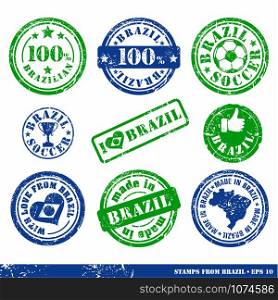 Set of stamps from Brazil. Vector elrments for yours design.. Set of stamps from Brazil. Vector elements for yours design.