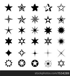 Set of Star Shapes Symbol Icon Vector illustration.