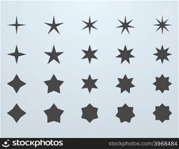 Set of stars icons. Simple black style. Vector Illustration. Set of stars