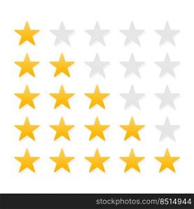 Set of stars rating. Customer review with gold star icon. Vector illustration. Set of stars rating. Customer review with gold star icon. Vector illustration.