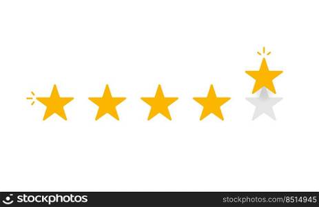 Set of stars rating. Customer review with gold star icon. Vector illustration. Set of stars rating. Customer review with gold star icon. Vector illustration.