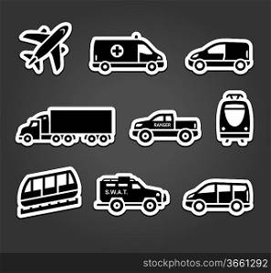 Set of stickers, transport icons