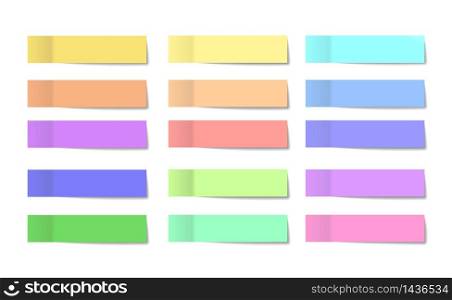 set of stickers with a shadow for notes. Vector color office stickers for text.
