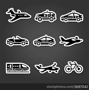 Set of sticky stickers, transport pictograms