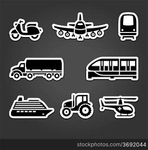 Set of sticky stickers, transport symbols