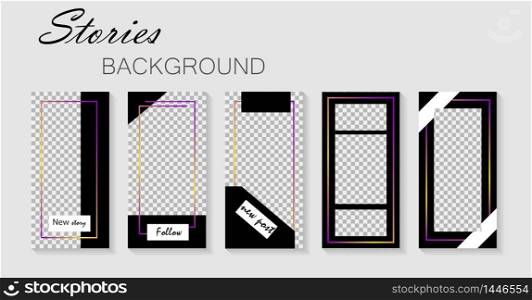 Set of stories template.Design layout backgrounds for social media.Layout, cover templates for story.Mockup for social media with frame.vector illustration. Set of stories template.Design layout backgrounds for social media.Layout, cover templates for story.Mockup for social media with frame.