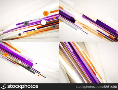 Set of straight lines design abstract backgrounds. Geometric shapes, stripes on light layout with copyspace