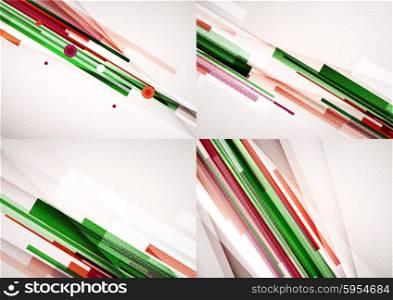 Set of straight lines design abstract backgrounds. Geometric shapes, stripes on light layout with copyspace