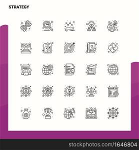 Set of Strategy Line Icon set 25 Icons. Vector Minimalism Style Design Black Icons Set. Linear pictogram pack.