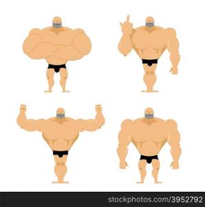 Set of strong men. Healthy guys with big muscles. Bodybuilders in different poses. Fitness models. Big powerful Athlete.&#xA;