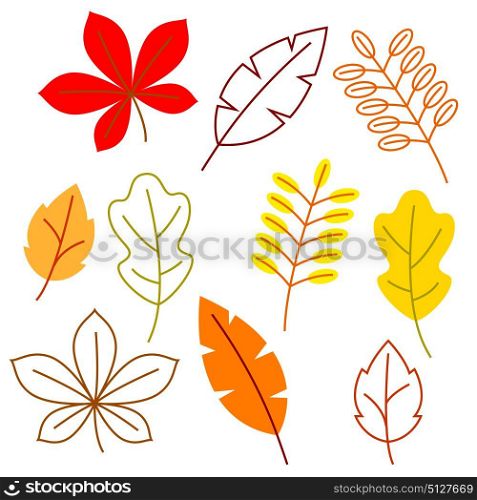 Set of stylized autumn foliage. Falling leaves in simple style. Set of stylized autumn foliage. Falling leaves in simple style.