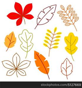 Set of stylized autumn foliage. Falling leaves in simple style. Set of stylized autumn foliage. Falling leaves in simple style.