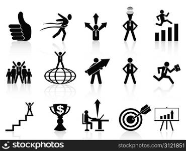 set of successful business icons on white background