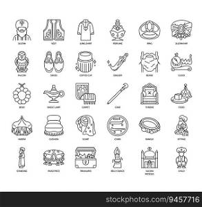 Set of Sultan thin line icons for any web and app project.
