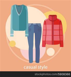 Set of summer and autumn casual style dresses clothes for office in fashion store. Concept in flat design. Set of summer and autumn dresses for office