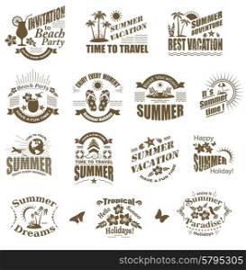 Set of SUMMER design elements and frames. Travel and vacation labels.