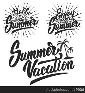 Set of summer emblems. Design elements for logo,emblem, sign, poster. Vector illustration