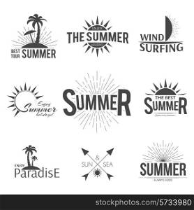 Set of summer emblems labels retro sun design
