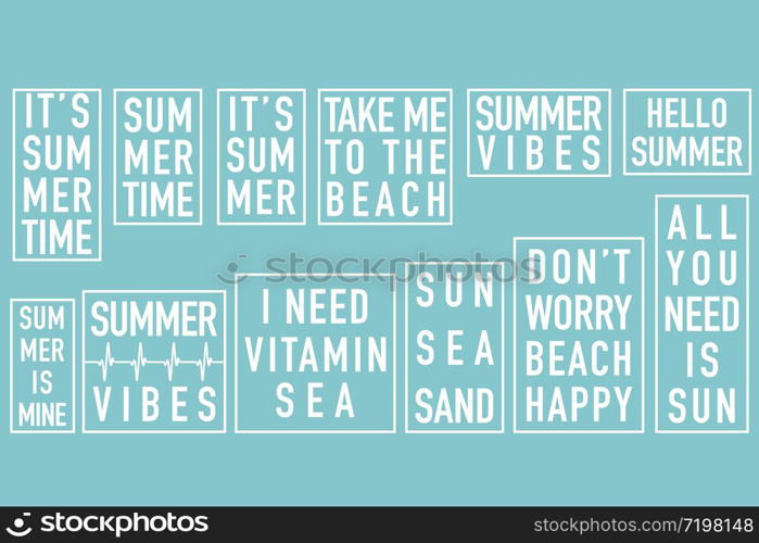 set of summer quotes for your design vector