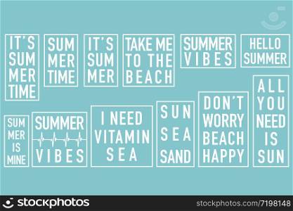 set of summer quotes for your design vector
