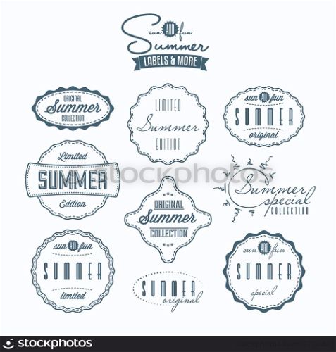 Set of summer related vintage labels