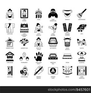 Set of Sumo thin line icons for any web and app project.