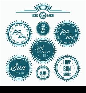 Set of sun related typographic vintage labels