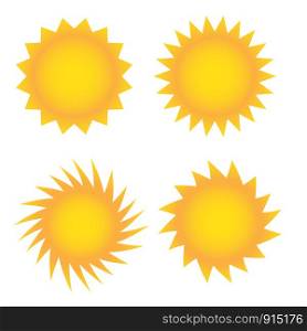 Set of sun symbol weather icon, stock vector illustration