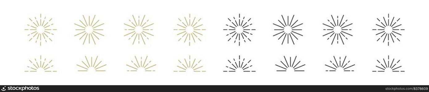Set of sunburst icons. Vector isolated illustration. Sunbeam symbol collection. EPS 10.. Set of sunburst icons. Vector isolated illustration. Sunbeam symbol collection.