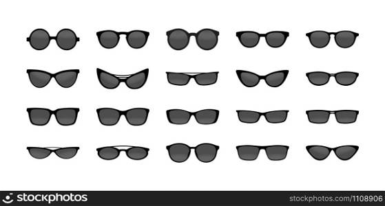 set of sunglasses for design and decoration. Isolated on a white background.