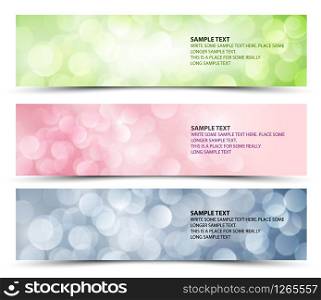 Set of sunny horizontal banners - green, purple and blue