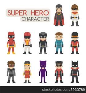 Set of super hero costume characters , eps10 vector format