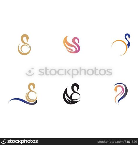set of Swan logo and symbol images illustration design on white background