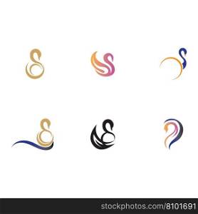 set of Swan logo and symbol images illustration design on white background