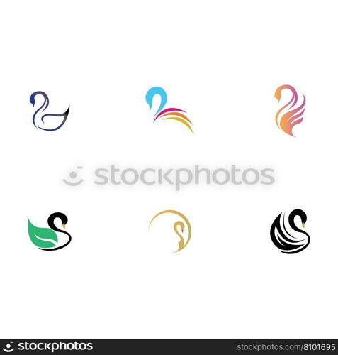 set of Swan logo and symbol images illustration design on white background