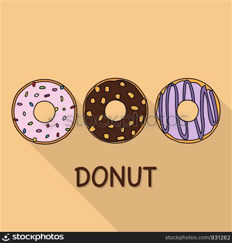 Set of sweet donuts.Vector cartoon style