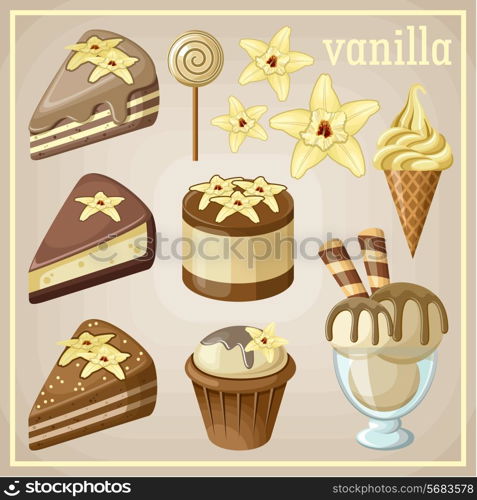 Set of sweets vanilla. vector illustration