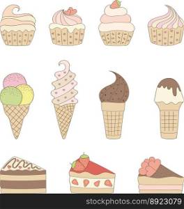 Set of sweets vector image