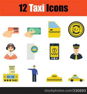 Set of taxi icons.Full color design. Vector illustration.