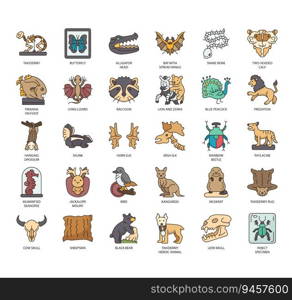 Set of Taxidermy thin line icons for any web and app project.
