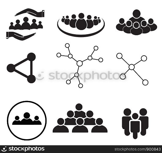 set of team work icon on white background. group icon for your web site design, logo, app, UI. flat style. friendship symbol. connect sign.