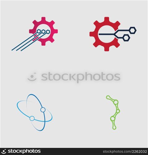 set of technology logo design vector