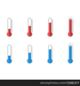 Set of temperature icon with cold and hot level. Vector EPS 10